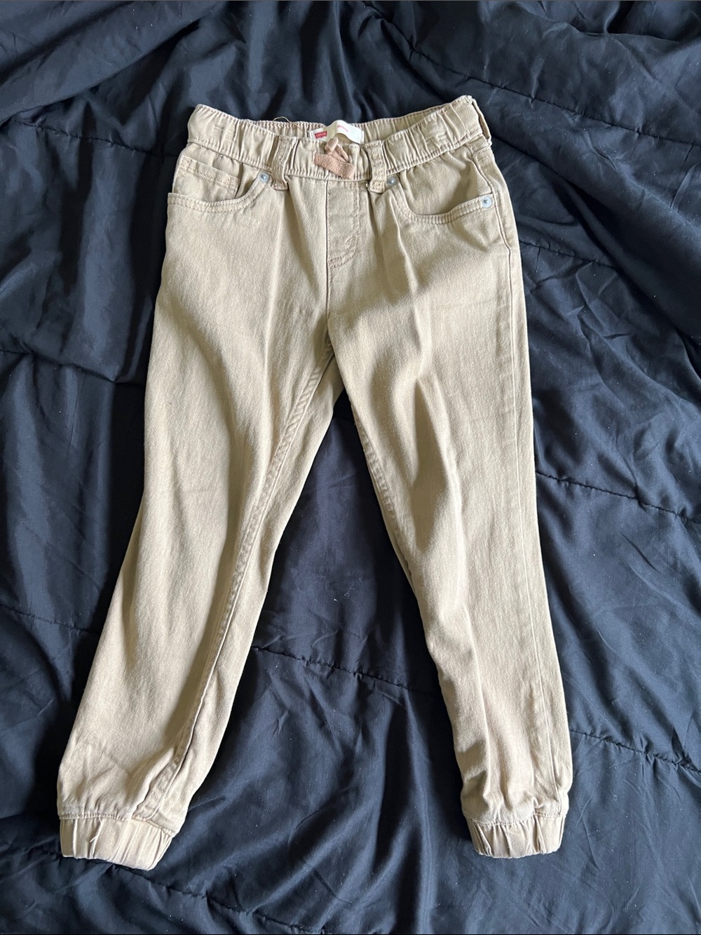 Kids Elastic-Waist Tan Jogger Pants